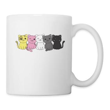 queerplatonic flag pride LGBTQ cute cat pile - Mug - white - Right