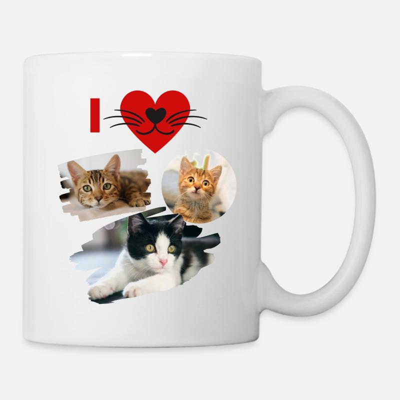 J'aime les chats, I Love Cat's, J'aime les chatons - Mug blanc - blanc