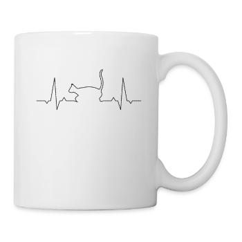 Katze Herzschlag - Tasse - Weiß - Rechts