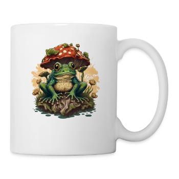 Frosch mit Pilzen Frösche Kröte Amphibie - Tasse - Weiß - Rechts