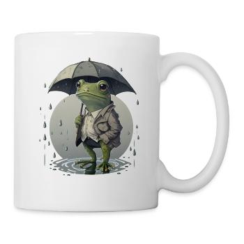 Frosch mit Regenschirm Frösche Kröte Amphibie - Tasse - Weiß - Rechts