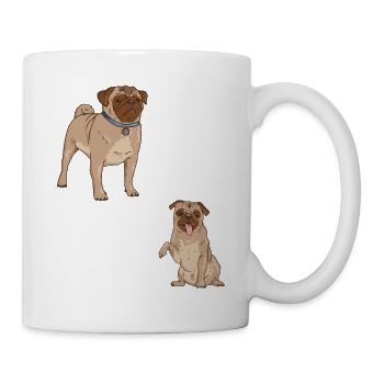 Was ist besser als ein Mops? Zwei Möpse - Tasse - Weiß - Rechts