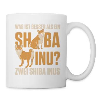Was ist besser als ein Shiba Inu? Zwei Shiba Inus - Tasse - Weiß - Rechts