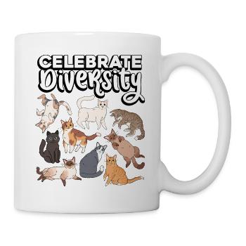 Célébrez la diversité Les chats adorent les jouets la fourrure - Mug blanc - blanc - Droite