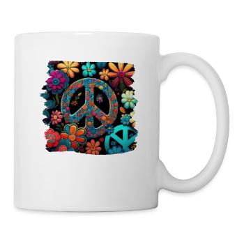 Hippie Festival Liebe Vintage Friedenszeichen - Tasse - Weiß - Rechts