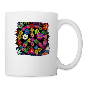 Hippie Festival Love Vintage Peace Sign - Mug blanc - blanc - Droite