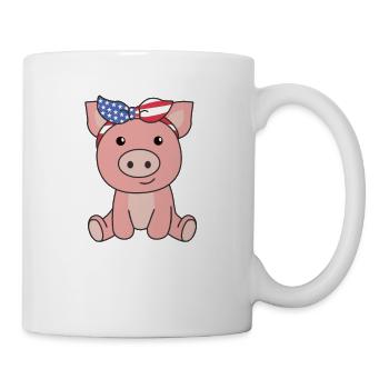 4th of July american Schwein kids usa - Tasse - Weiß - Rechts