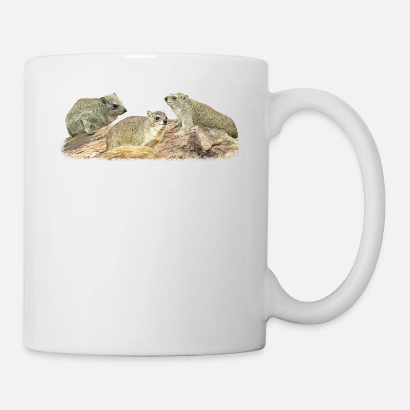3 Klippschliefer - Wüstenschliefer - Klippdachs - Tasse - Weiß