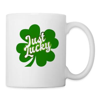 St Patricks Day - Just Lucky - Shamrock - Tasse - Weiß - Rechts