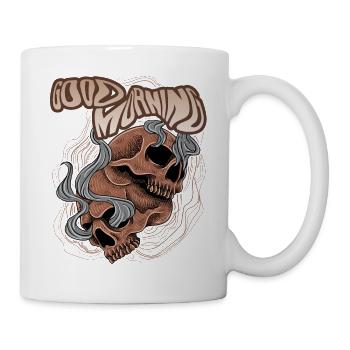 Vintage Skull Totenkopf Spruch Good-Morning - Tasse - Weiß - Rechts