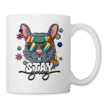 60er 70er Jahre Kostüm Stay Groovy Hippie - Tasse - Weiß - Rechts