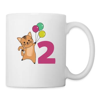 Ballons de deuxième anniversaire de chat pour enfants - Mug blanc - blanc - Droite
