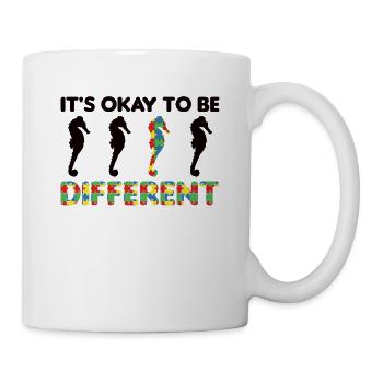 autism awareness month puzzel different Seepferd - Tasse - Weiß - Rechts
