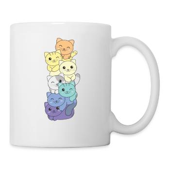 genderfaun Flag Pride LGBTQ mignon cat pile - Mug blanc - blanc - Droite