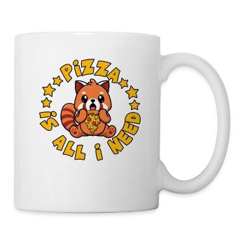 Niedliches Tier Roter Panda Pizza Fan isst Fast - Tasse - Weiß - Rechts