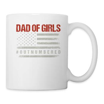Vater von Mädchen in der Unterzahl Lustiger Vater - Tasse - Weiß - Rechts