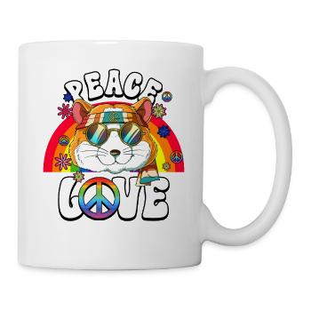 60er 70er Jahre Kostüm Peace Love Hippie - Tasse - Weiß - Rechts