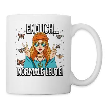 Endlich Normale Leute Hippie Goa Rave - Tasse - Weiß - Rechts