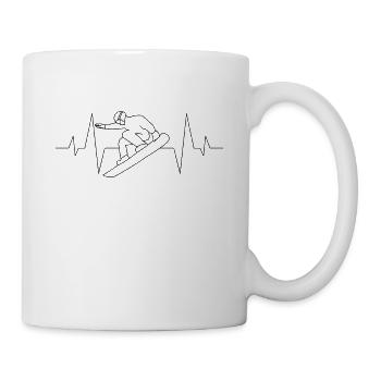 Snowboarder heartbeat - Mug - white - Right
