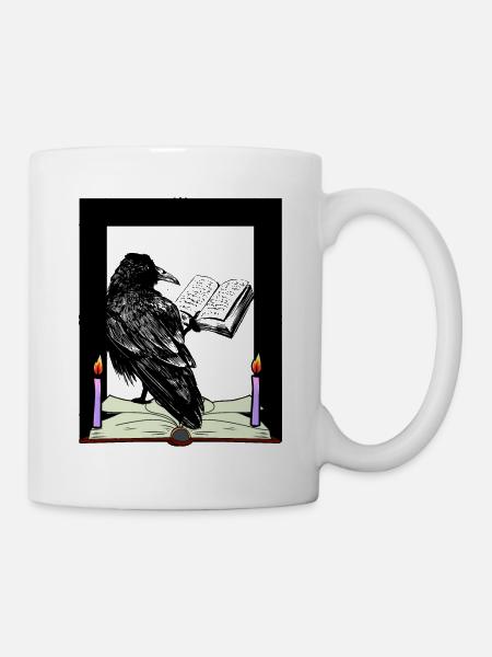 Rabe Buch Bücher Gelehrter lernen studieren Uni - Tasse - Weiß