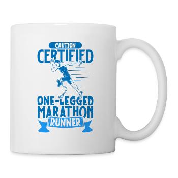 Certified marathon runner with running prosthesis - Mug - white - Right