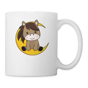 Moon cheval animaux mignons pour les enfants pour la nuit - Mug blanc - blanc - Droite