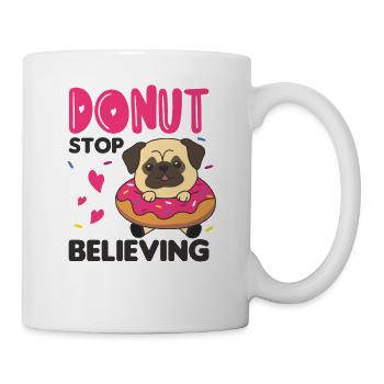 Süßer Mops lustige Tiere in Donut pink - Tasse - Weiß - Rechts