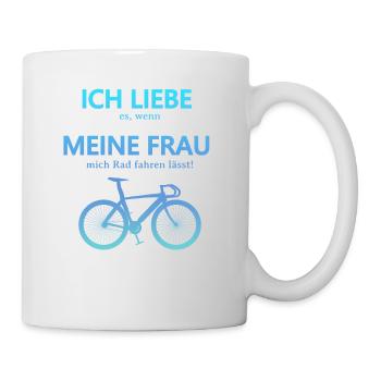 Rennrad Liebe meine Frau 3D Blau türkis Seite - Tasse - Weiß - Rechts