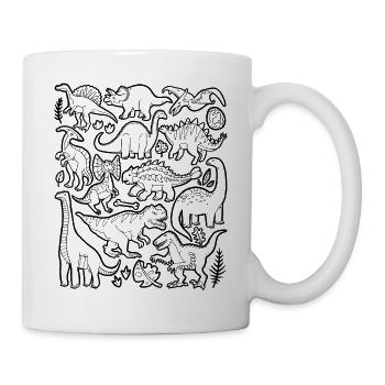 Dinosaurier Doodles Dino T-Rex Velociraptor Urzeit - Tasse - Weiß - Rechts