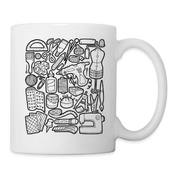 Artisanat DIY Doodle Machine à coudre faite à la main Hobby - Mug blanc - blanc - Droite