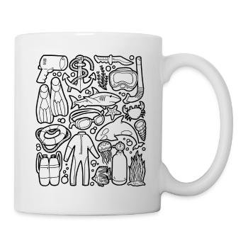 Tauchen Doodles Scuba Schnorcheln Tauchausrüstung - Tasse - Weiß - Rechts