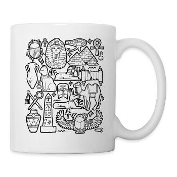 Egypte Doodles Pyramide Pharaon Sphinx Le Caire - Mug blanc - blanc - Droite