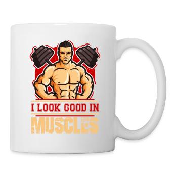 Ich schau gut aus mit Muskeln - Tasse - Weiß - Rechts
