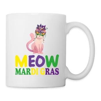 MEOW MARDI GRAS, FUNNY GIFT FOR GIRLS - Mug blanc - blanc - Droite