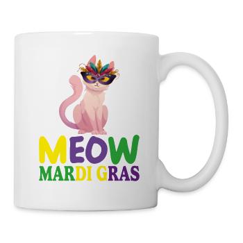 MEOW MARDI GRAS, FUNNY GIFT FOR GIRLS - Mug blanc - blanc - Droite