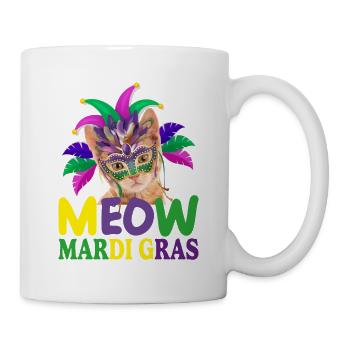meow mardi gras , cut cat, cats lover - Mug blanc - blanc - Droite