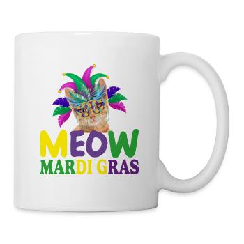 MEOW MARDI GRAS, FUNNY GIFT FOR GIRLS - Mug blanc - blanc - Droite