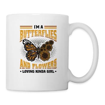J’aime les papillons et les fleurs - Mug blanc - blanc - Droite