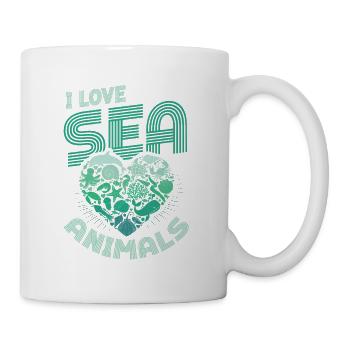 Ich Liebe Meerestiere, Herzform - Tasse - Weiß - Rechts