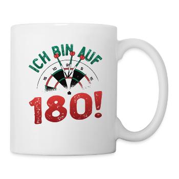 Ich Bin Auf 180, Dartspieler - Tasse - Weiß - Rechts