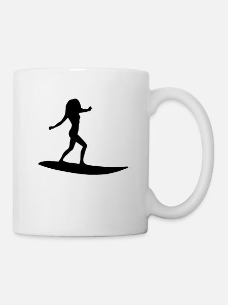 Surferin Silhouette - Tasse - Weiß