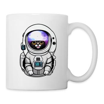 chat astronaute dans l espace - Mug blanc - blanc - Droite