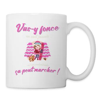 Vas y fonce ça peut marcher, Motivation filles, - Mug blanc - blanc - Droite