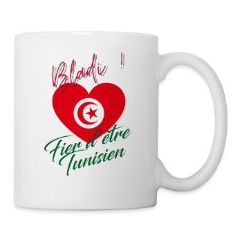 Fier d'être Tunisien, Bladi, Drapeau Tunisie - Mug blanc - blanc - Droite