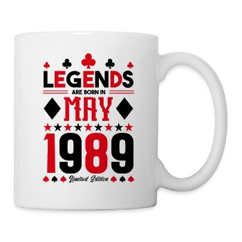 Geburtstagsgeschenk Mai 1989. Kartenspiele . Mai - Tasse - Weiß - Rechts