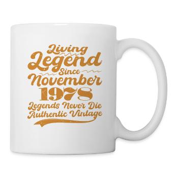 Es war einmal eine Legende. November 1978 Geburts - Tasse - Weiß - Rechts