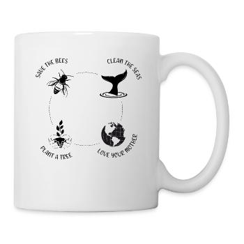 Save Bees Seas Protect Oceans Day Earth Day - Tasse - Weiß - Rechts