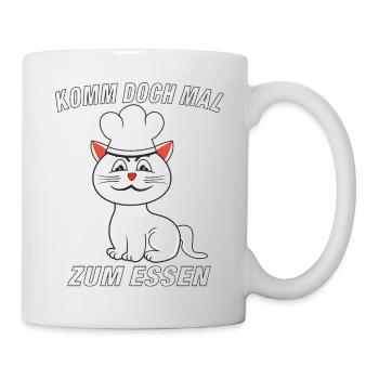 KATZE KOCH KOMM ZUM ESSEN - Tasse - Weiß - Rechts