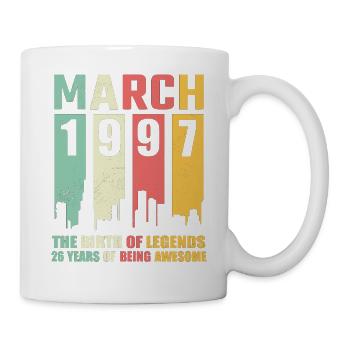 26. Geburtstag März Jahrgang 1997 Geschenkidee - Tasse - Weiß - Rechts