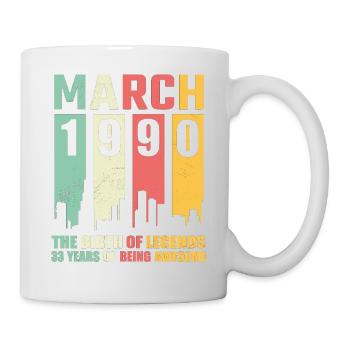 33e anniversaire Mars Né en 1990 Idée cadeau - Mug blanc - blanc - Droite